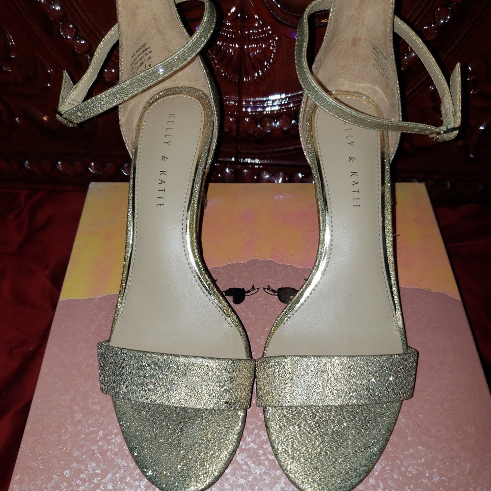 Kelly & Katie Shimmery Gold Heel Sandals